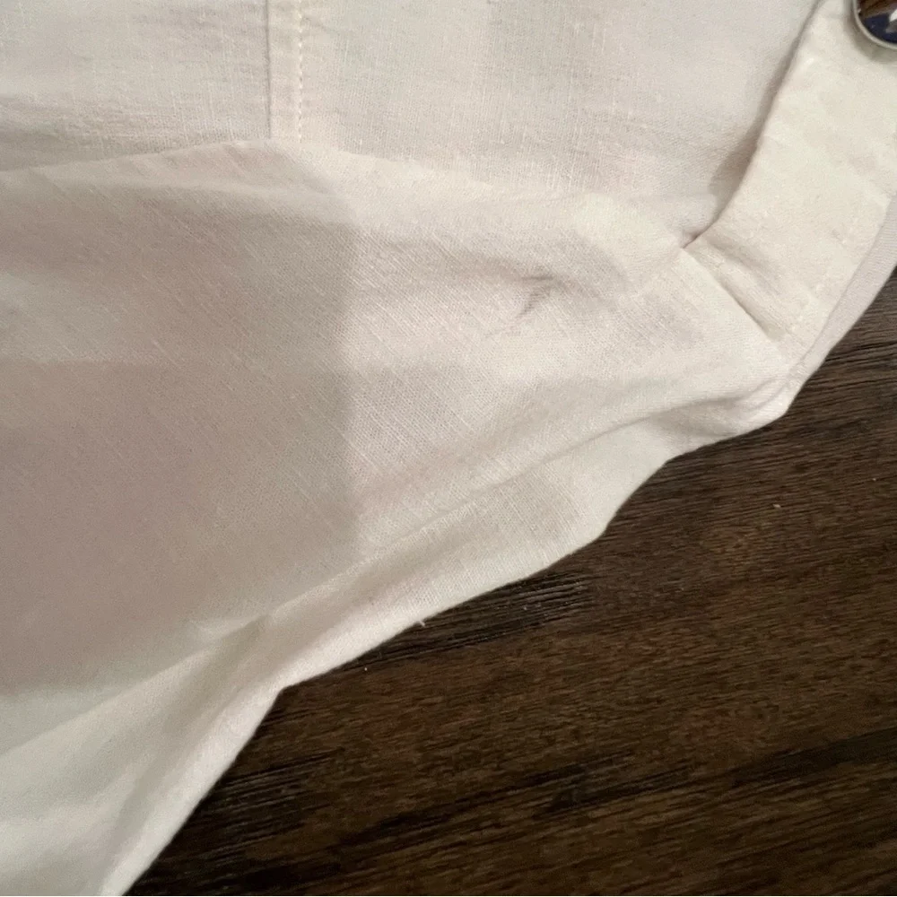 TAHARI Women's White Linen Blend Utility‎ Zio Front Jacket Size M Summer Staple!